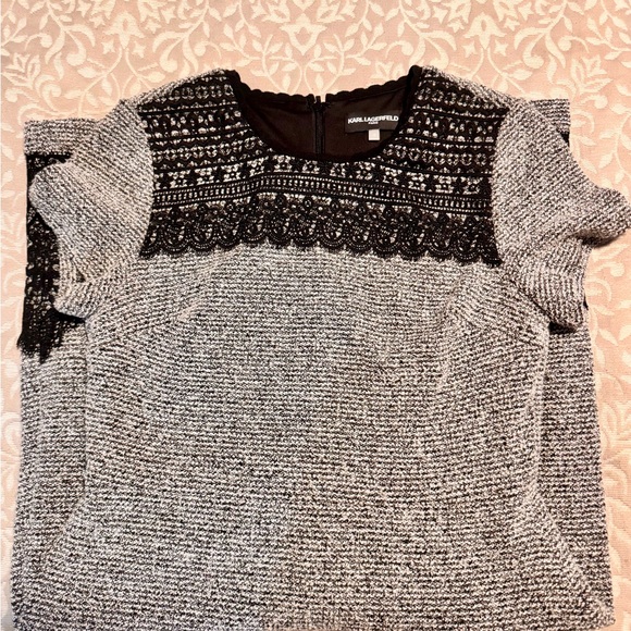 Karl Lagerfeld Black and Gray Mini Dress - Picture 3 of 4